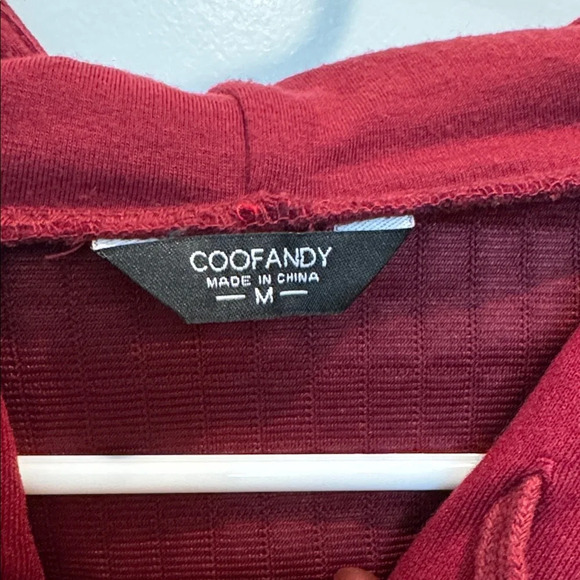 Men's Maroon Textured Hoodie - Picture 2 of 6